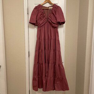 Charles Henry Ruched Tiered Dress